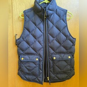 J Crew Navy Blue Quilted Down Puffer Vest - (size small)